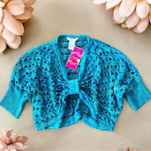 Candie’s size Medium fashion sweater in beach glass blue green silver New w/Tags